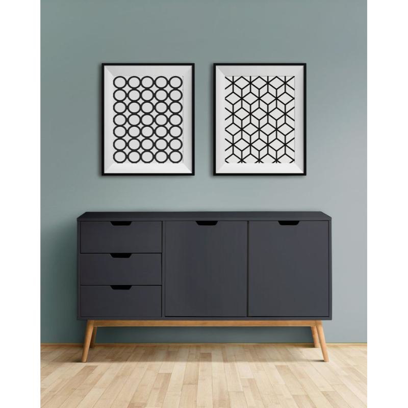 وحدة أدراج، 120 سم، أسود/بيج - KM-EG63-107