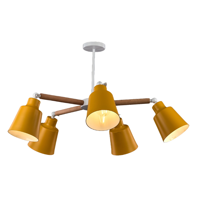 Modern Fan Chandelier, 5 Bulb, Yellow - KM-EG43-70