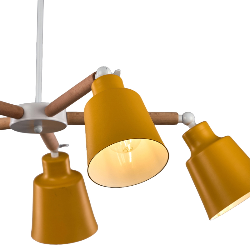 Modern Fan Chandelier, 5 Bulb, Yellow - KM-EG43-70