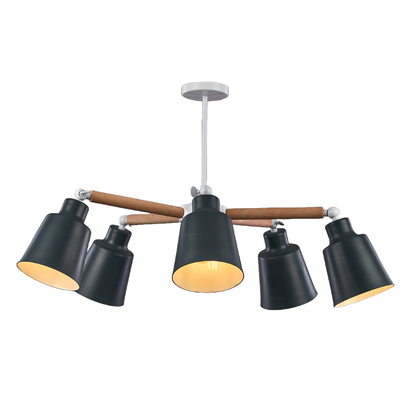 Modern Fan Chandelier, 5 Bulb, Dark Grey - KM-EG43-71
