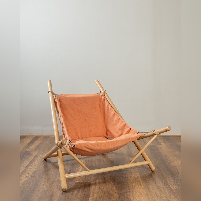 Chair, 97 cm, Orange/Wood - KM-EG89-31