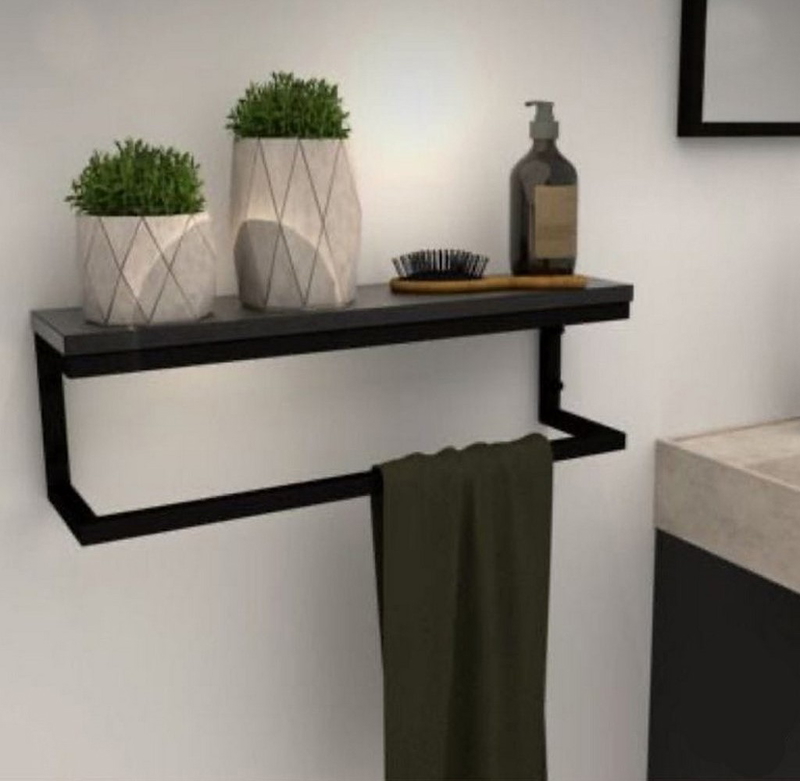 Bathroom Shelf, 50 cm, Black - KM-EG115-9