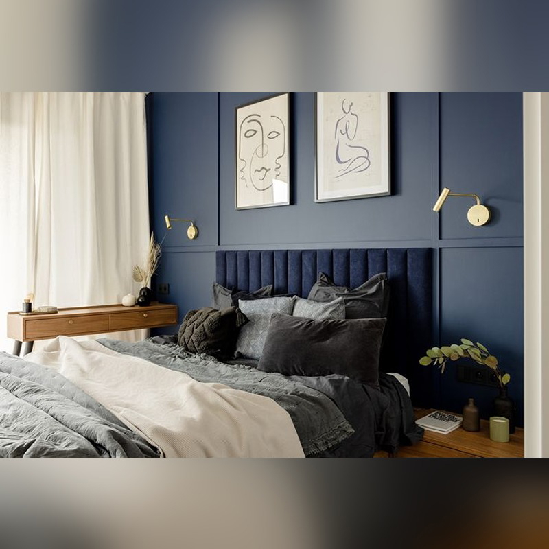 Bed, 180 cm, Navy - KM-EG118-48