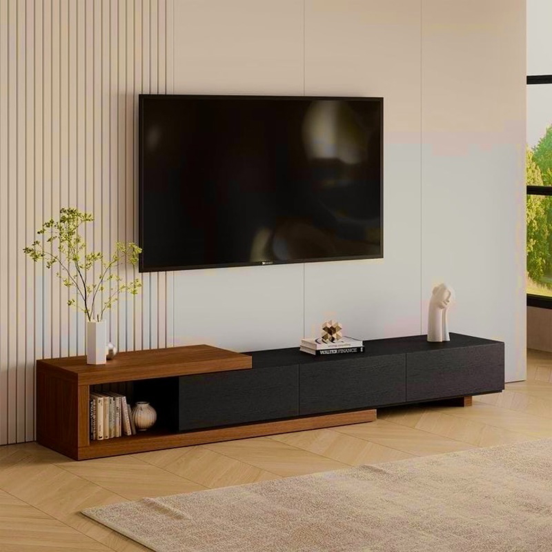 TV unit, 185 cm, Black/Brown- KM-EG118-54