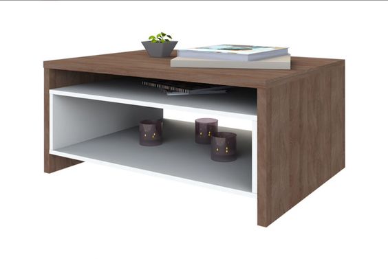 Coffe Table, 75 cm, White/Brown - KM-EG114-13