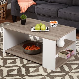 Coffe Table, 75 cm, White/Dark Beige - KM-EG114-37