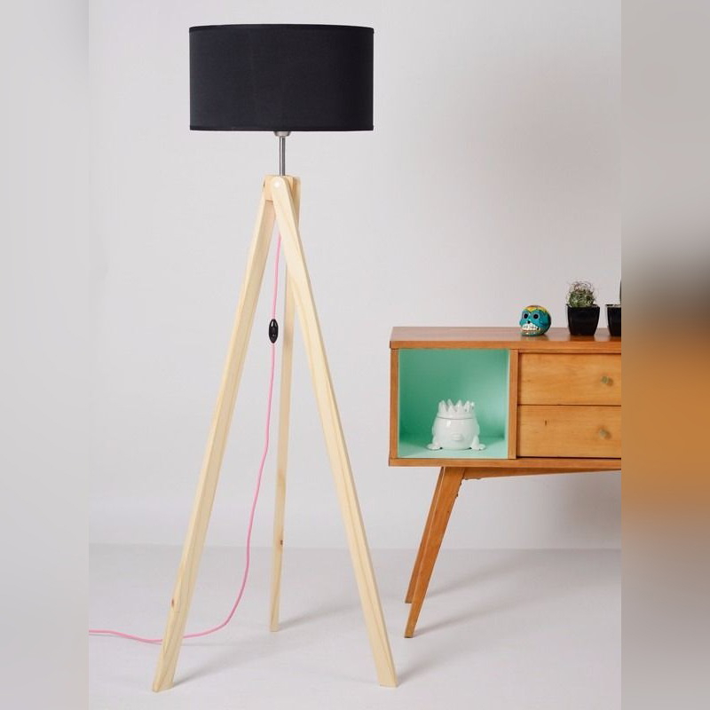 Floor Lamp, 150×40 cm, Light Wood/Black - KM-EG24-50