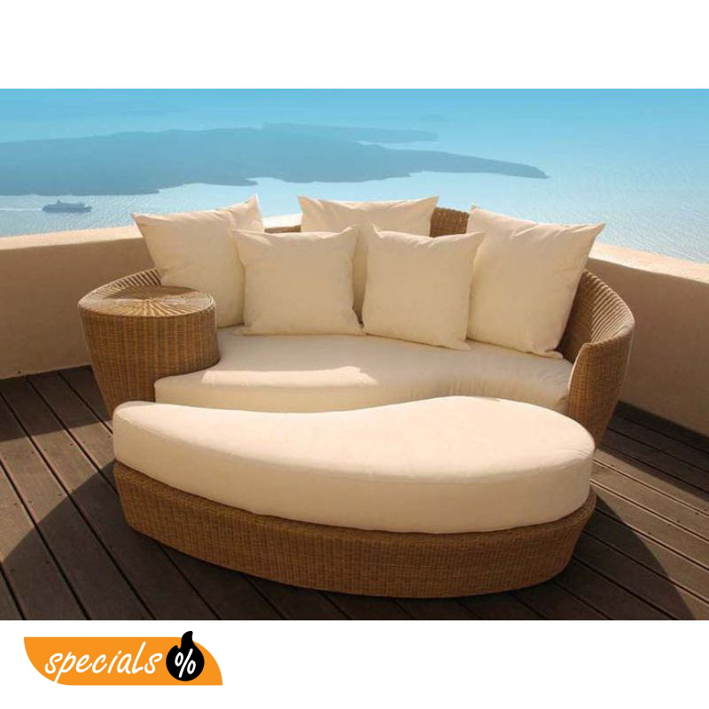 Rattan Sofa Bed, Beige - R62