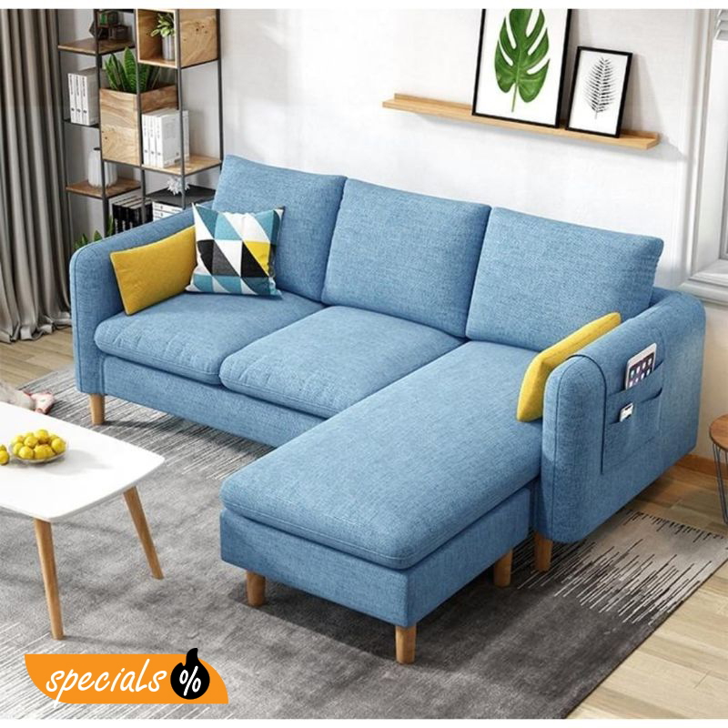 Corner Sofa With Pouffe, 220 cm - AT24