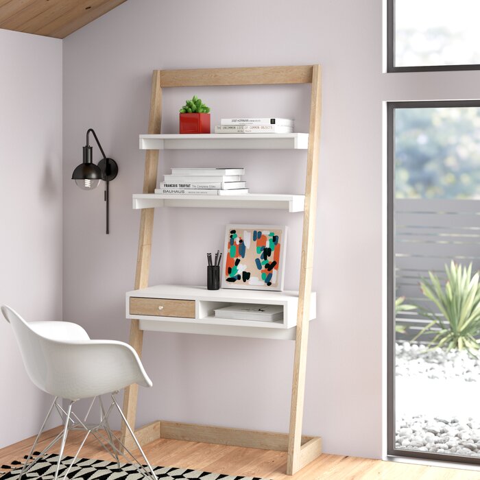 Bookcase, 85 cm, White/Wood - KM-EG114-03