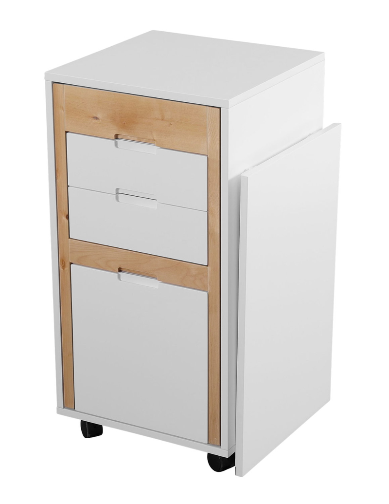 Desk Set, 57 - 150 cm, White/Wood - KM-EG114-22