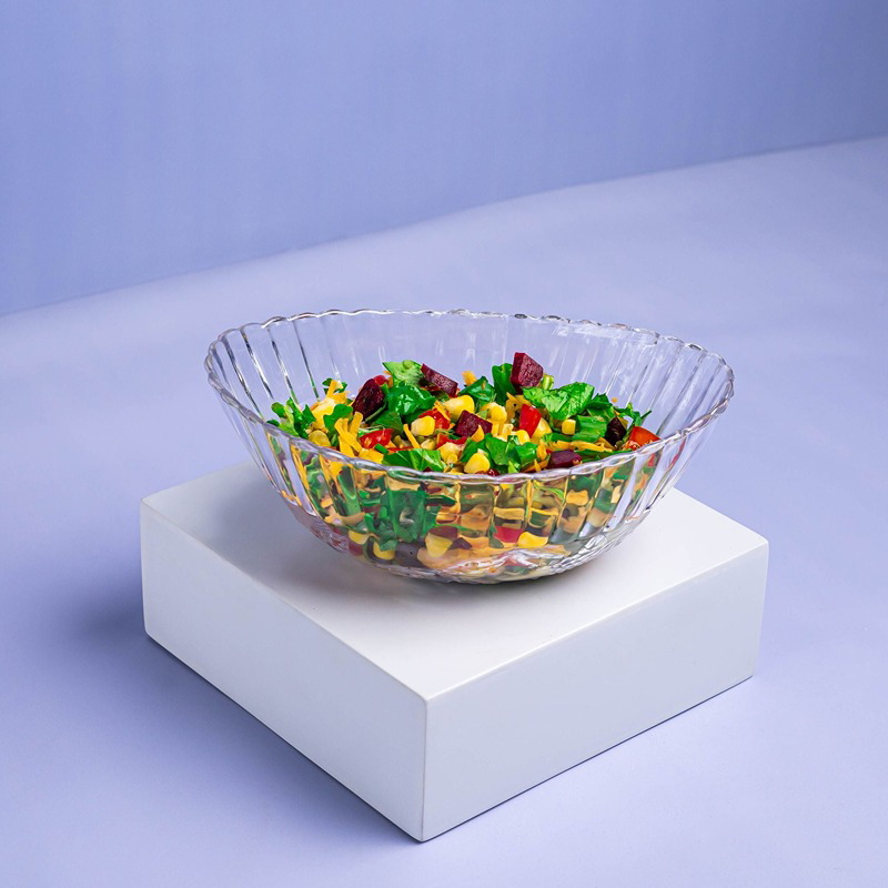 Gourmet Glass Salad Dish, 1 Pcs, Transparent - KM-EG55-135