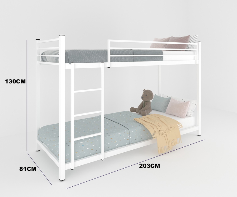 Steel Bunk bed, 81×130×203 cm - White