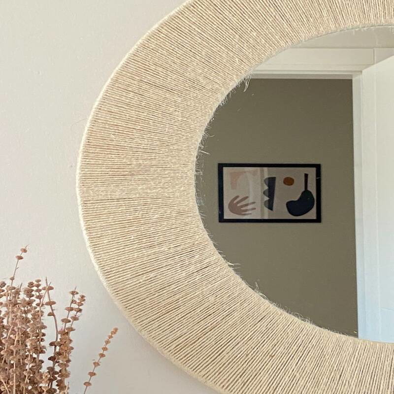 Macrame Mirror, 50 × 50 cm, Off White - KM-EG24-81