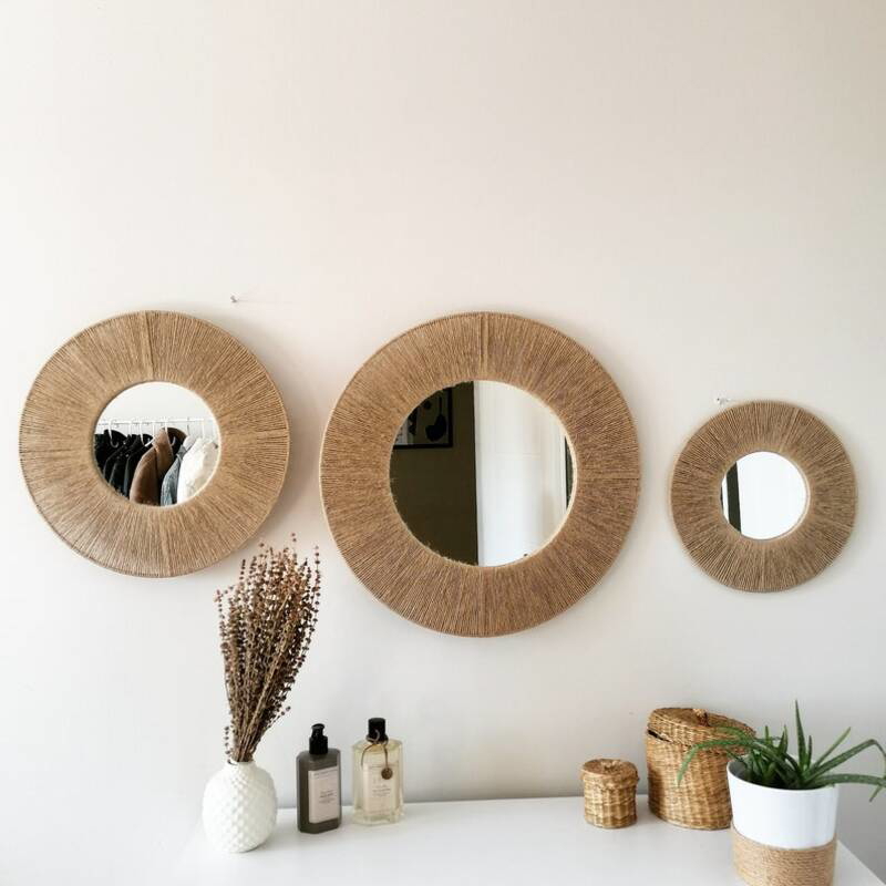 Jute Mirrors set, 3 PCS, Beige - KM-EG24-82