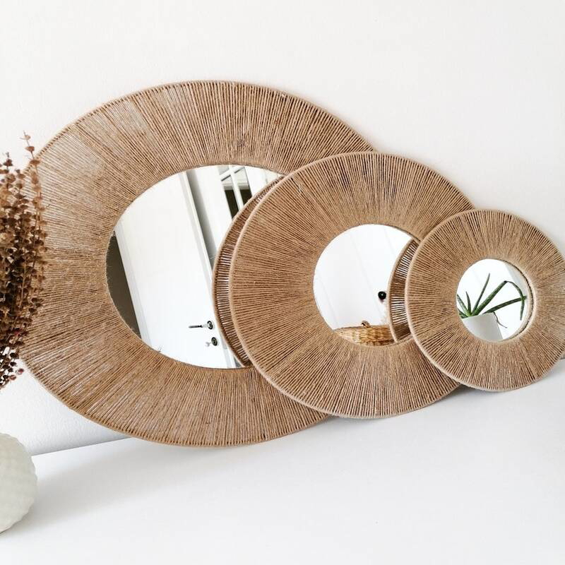 Jute Mirrors set, 3 PCS, Beige - KM-EG24-82