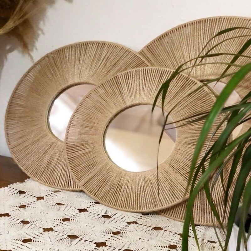 Jute Mirrors set, 3 PCS, Beige - KM-EG24-82