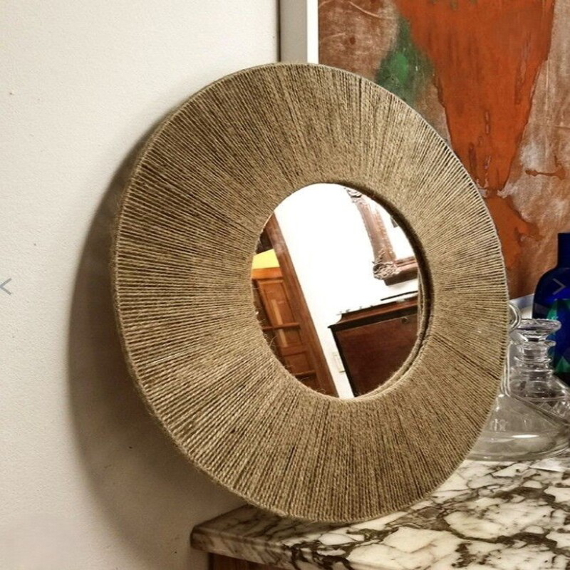 Jute Mirror, 50 × 50 cm, Beige - KM-EG24-83