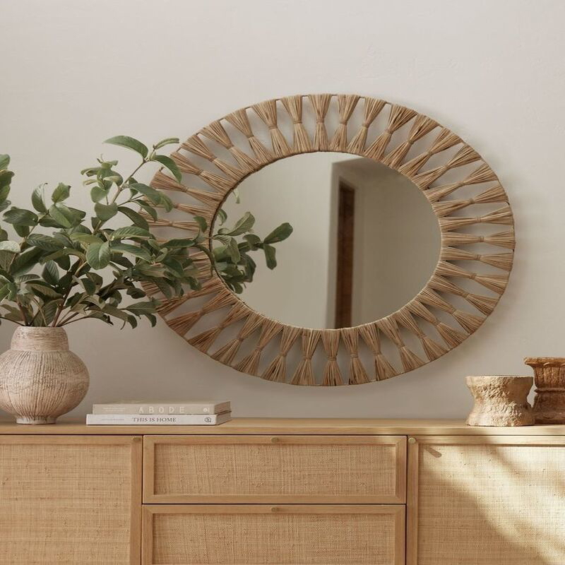 Jute Mirror, 50 × 50 cm, Beige - KM-EG24-84