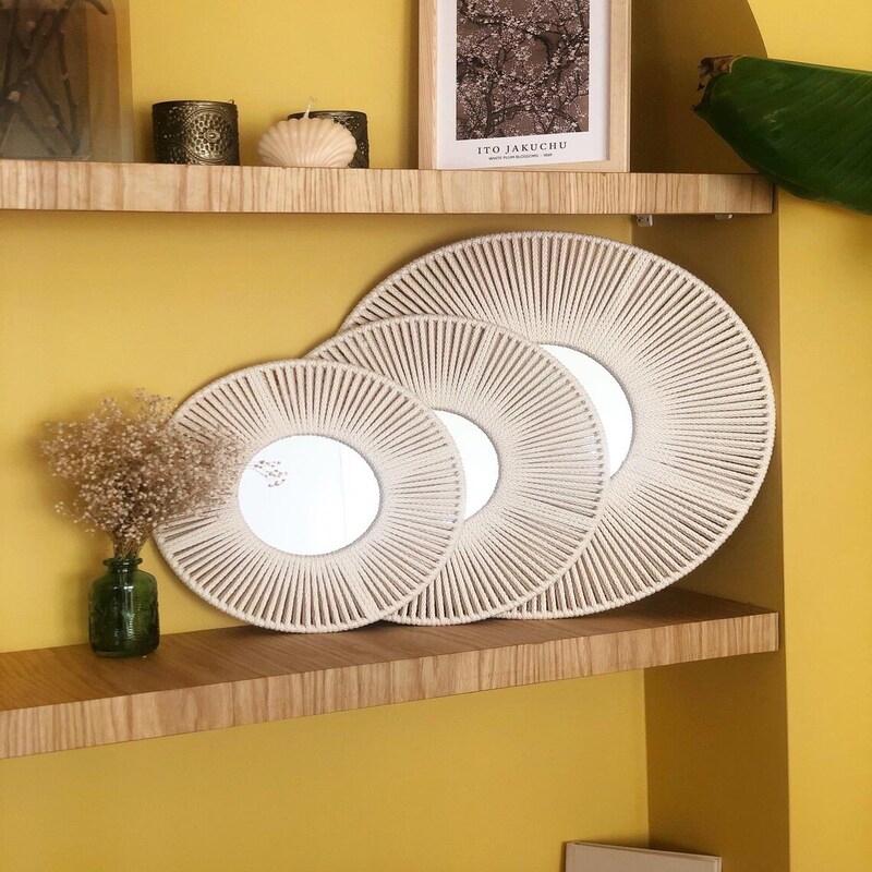 Macrame Mirrors set,3 PCS, Off White - KM-EG24-106