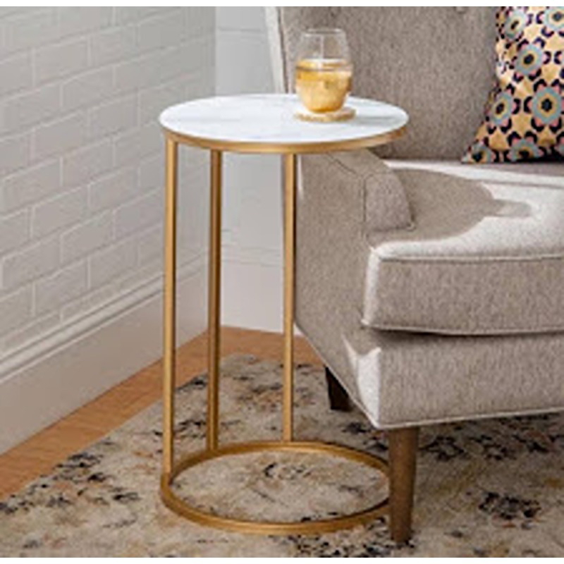 Side Table, 40 cm, Gold/White - KM-EG76-35