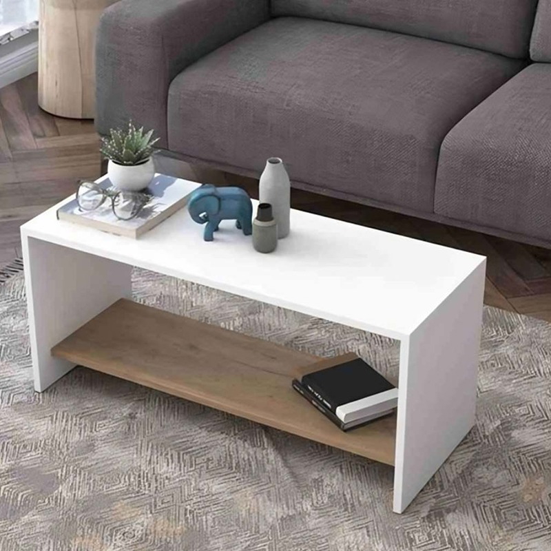 Coffee table, 100 cm, White And Wood - KM-EG109-146