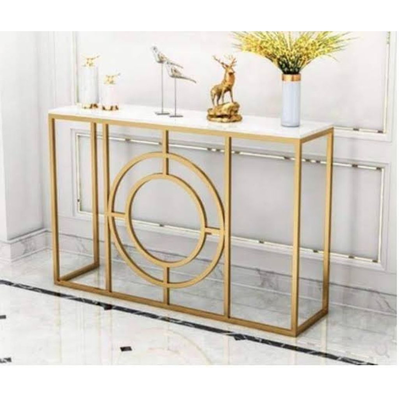 Console, 120 cm, Gold/Marble White - KM-EG124-47