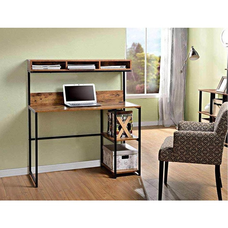 Desk, 120 cm, Black/Brown - KM-EG124-74