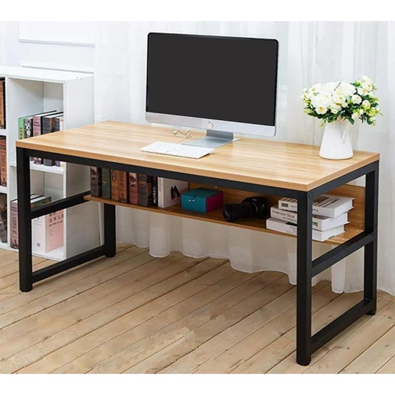 Desk, 120 cm, Black/Light Wood - KM-EG124-78