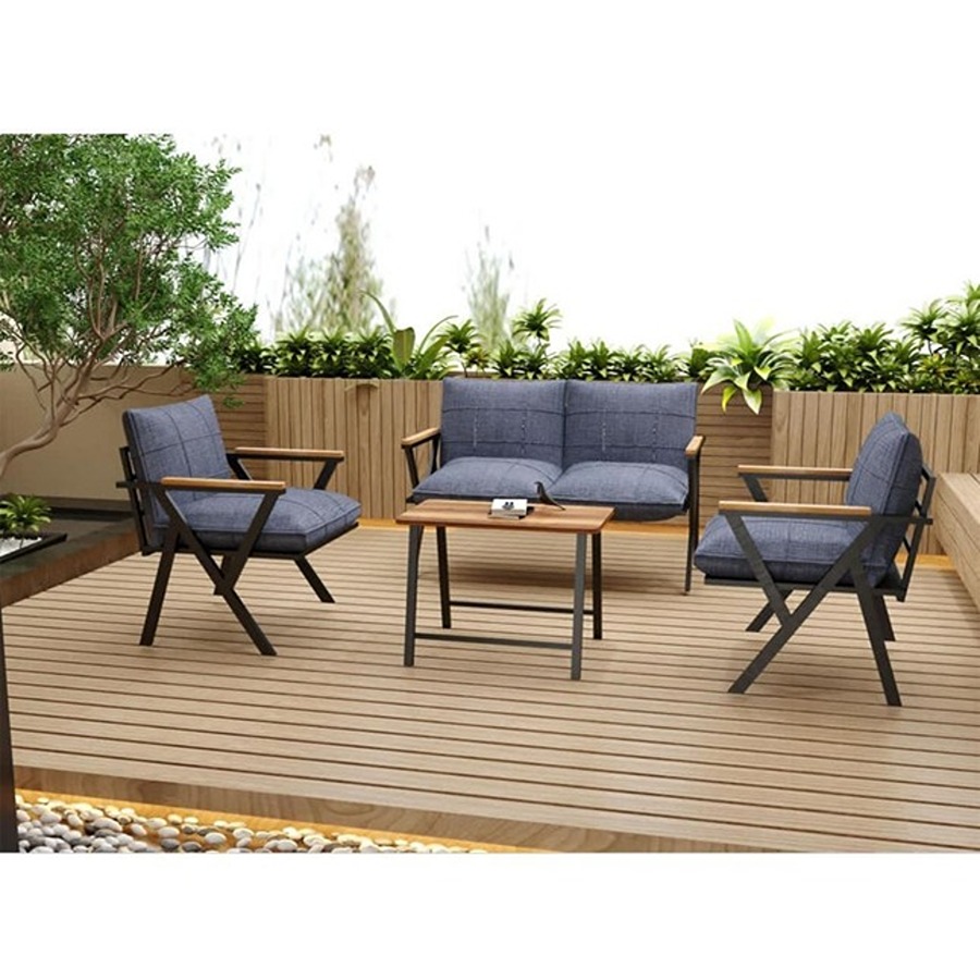 Outdoor Set, 4 Pcs, Grey/Black - KM-EG124-99