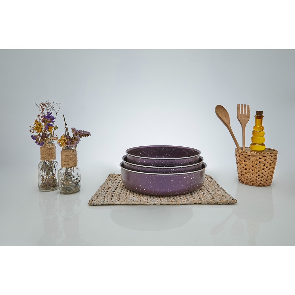 Round Oven Trays Set, 3 Pcs, Purple - KM-EG64-40