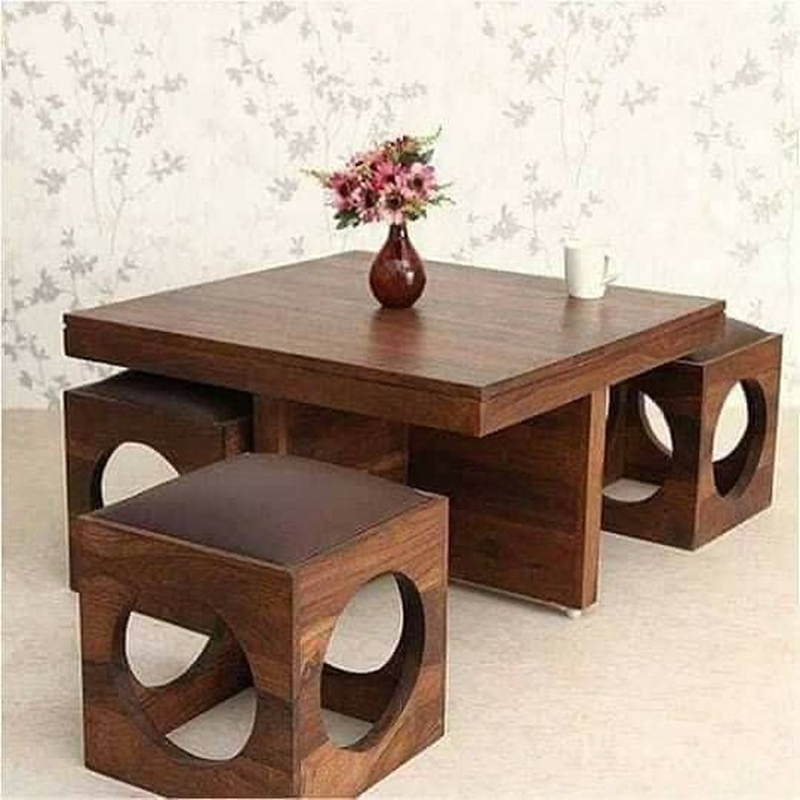 Coffee Table, 4 Pcs, Brown - KM-EG140-73