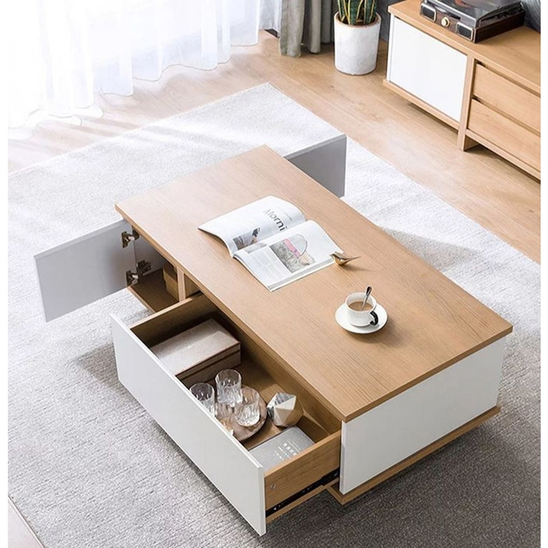 Coffee Table, 120 cm, White/Wood - KM-EG140-74