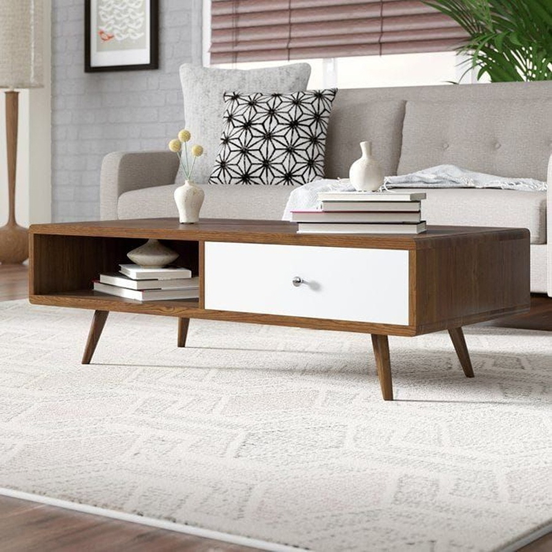 Coffee Table, 100 cm, Brown/White - KM-EG140-99