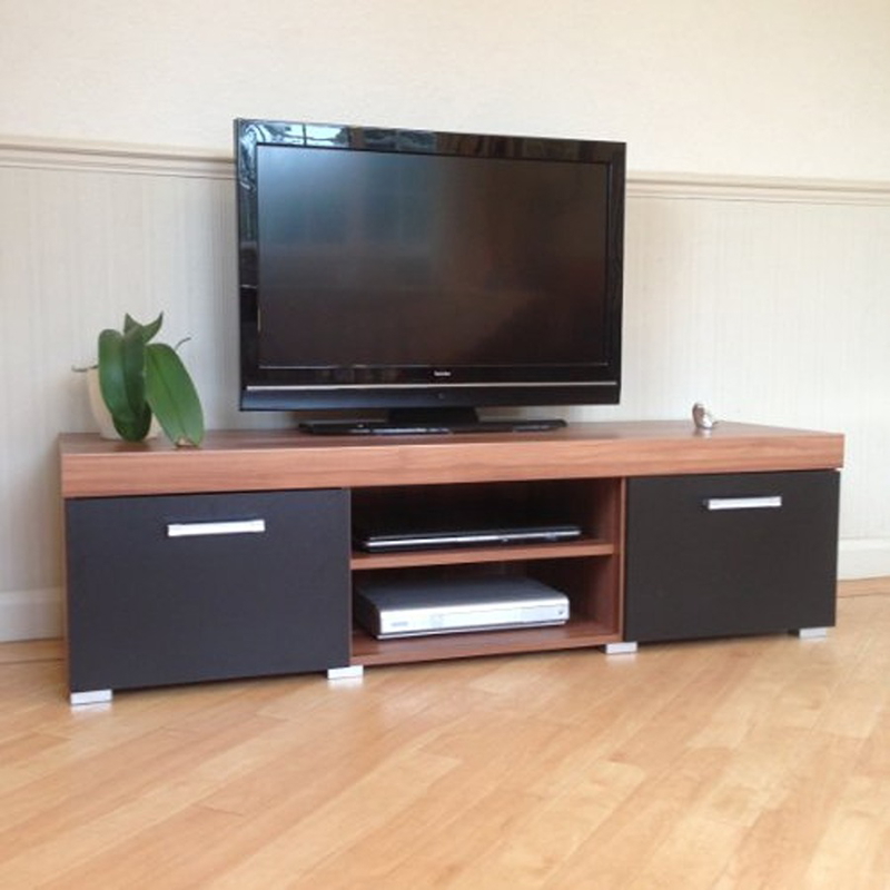 TV Unit, 150 cm, Black/Light Brown - KM-EG140-33