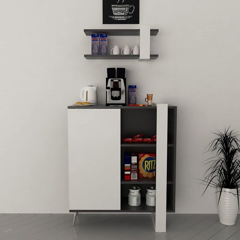 Coffee corner, 120 cm, white-black - KM-EG146-74