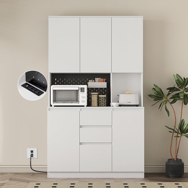 Kitchen storage cabinet, 188 cm, white - KM-EG146-91