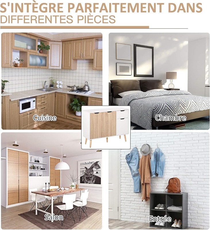 Sideboard, 90 cm, white - wood - KM-EG146-56