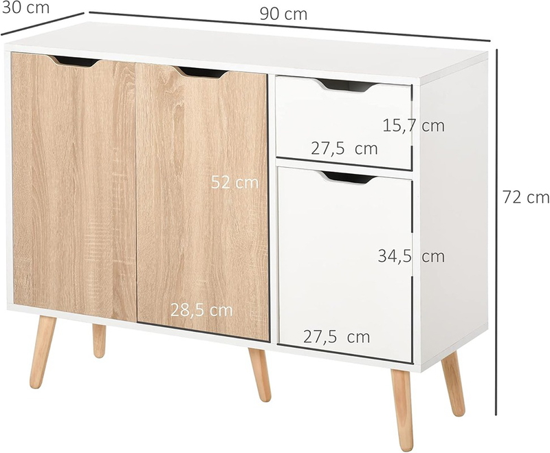 Sideboard, 90 cm, white - wood - KM-EG146-56