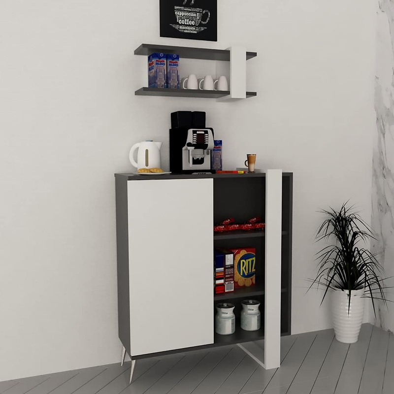 Coffee corner, 120 cm, white-black - KM-EG146-74