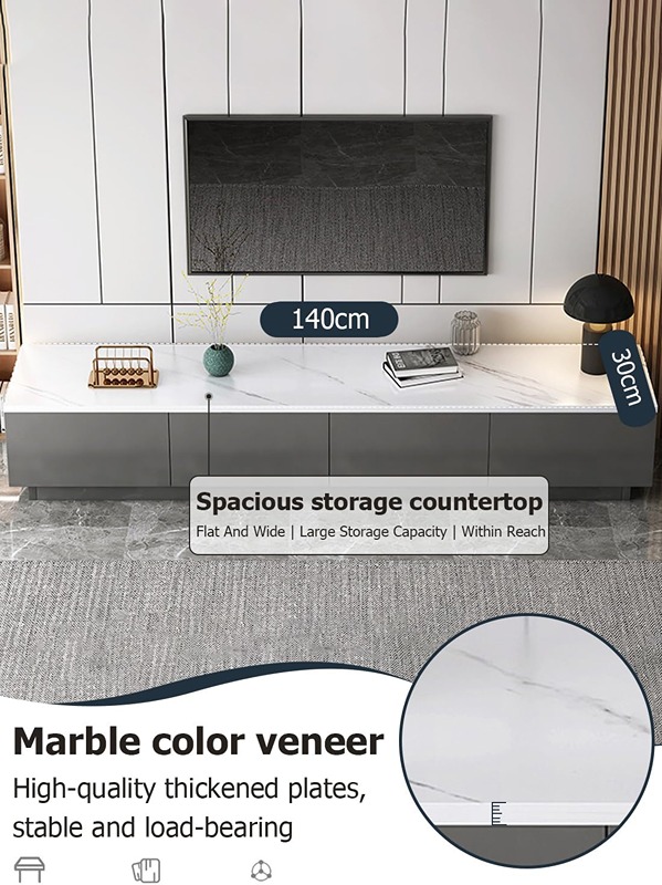 TV table, 140 cm, black - KM-EG146-80