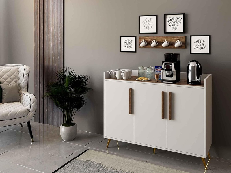 Coffee corner, 120 cm, white - KM-EG146-85
