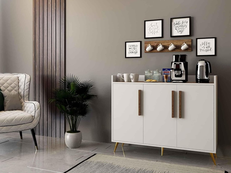 Coffee corner, 120 cm, white - KM-EG146-85