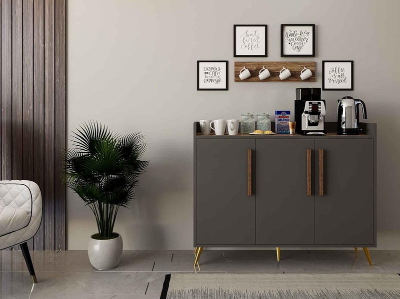Coffee corner, 120 cm, black - KM-EG146-86