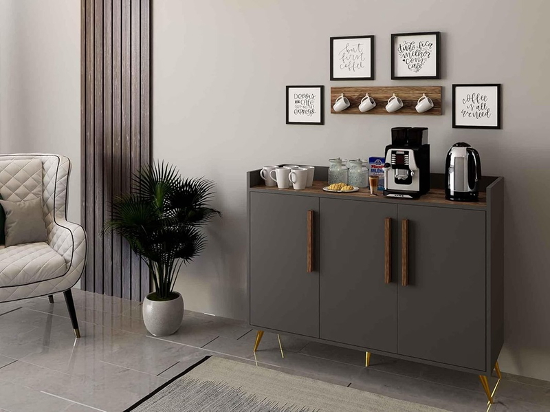 Coffee corner, 120 cm, black - KM-EG146-86