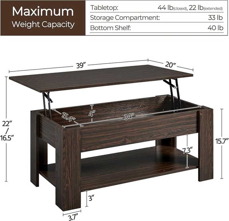 Coffee table, 55.9 cm, brown - KM-EG146-89