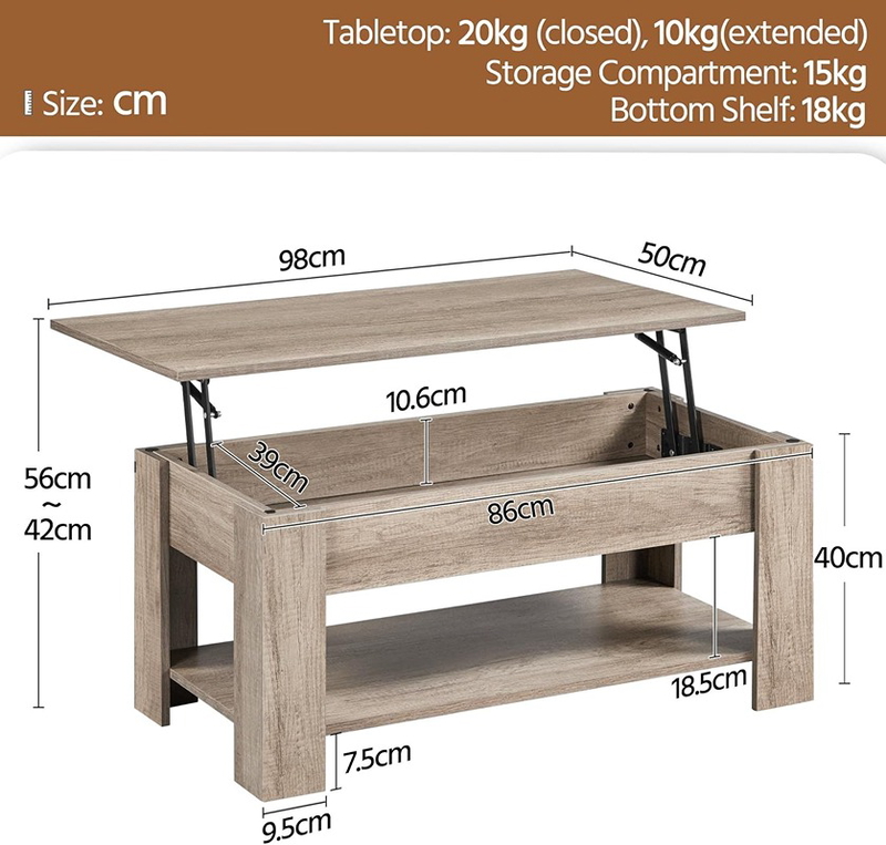 Table Coffee , 98 cm, beige - KM-EG146-90