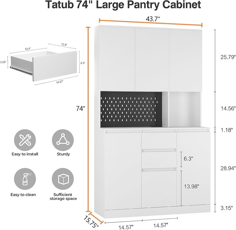 Kitchen storage cabinet, 188 cm, white - KM-EG146-91