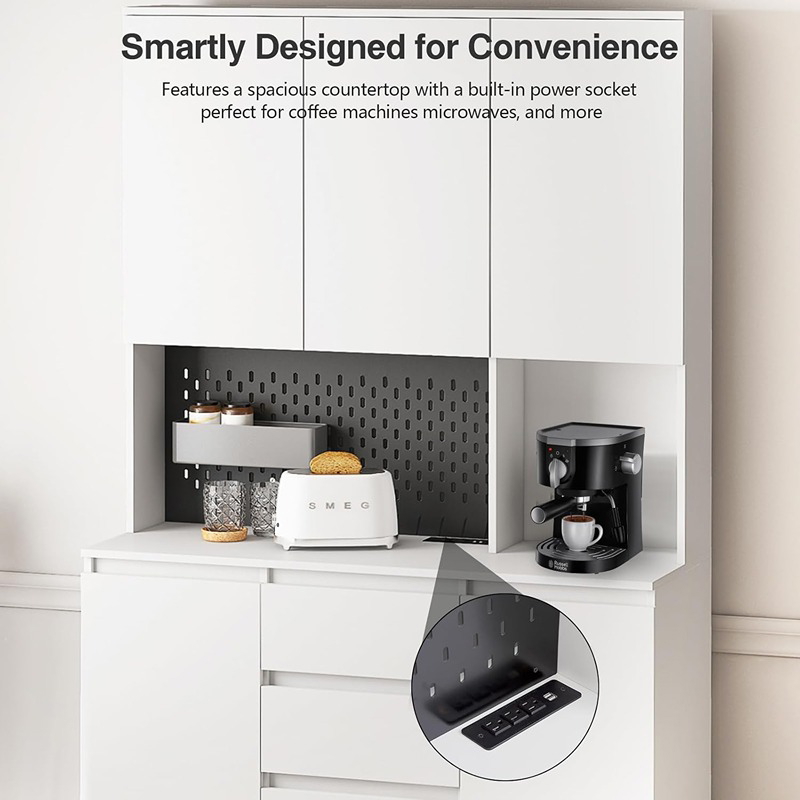 Kitchen storage cabinet, 188 cm, white - KM-EG146-91