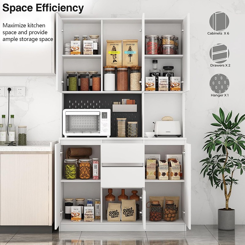 Kitchen storage cabinet, 188 cm, white - KM-EG146-91